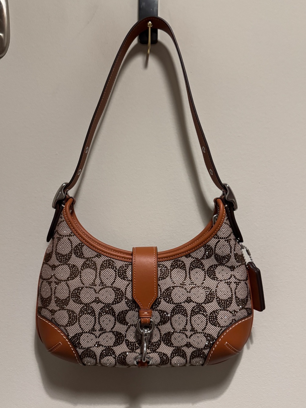 Coach Hampton Hobo Bag in Crystal Signature Jaquard